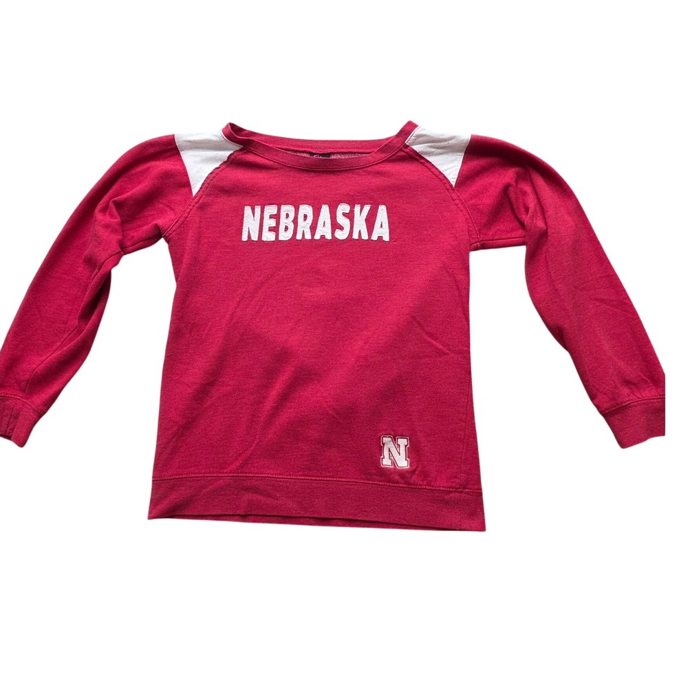 Campus Heritage Nebraska Cornhuskers Red White Crew Neck Sweatshirt Junior Large